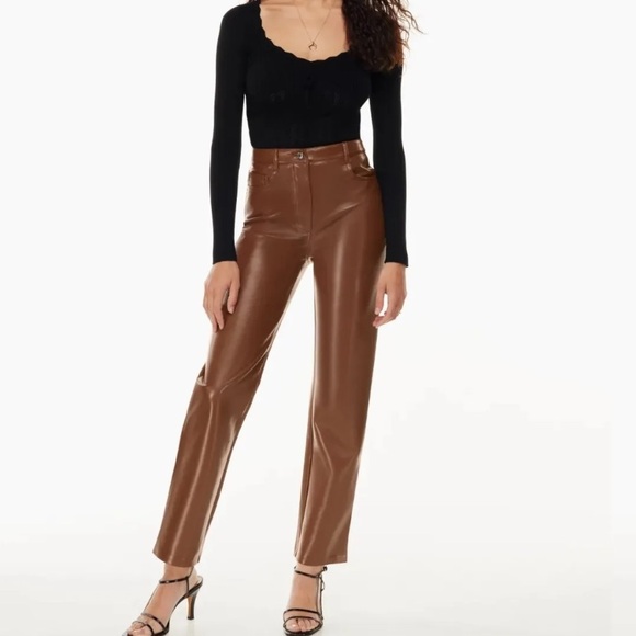 Aritzia Wilfred Melina High Waisted Brown Pants Size 8 - Picture 1 of 7